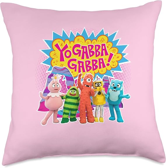 Yo Gabba Gabba! Colorful Character Cutouts TV Show Throw Pillow