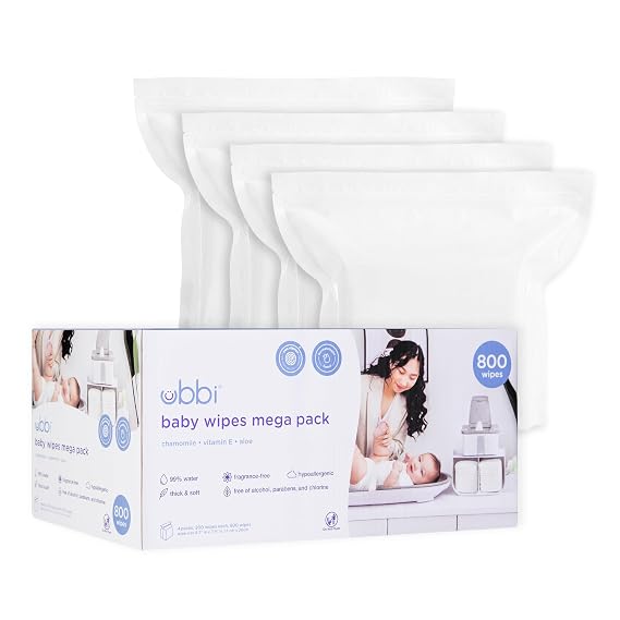 Ubbi Fragrance-Free Baby Wipes, 99% Water Based, EWG Verified, Value Pack