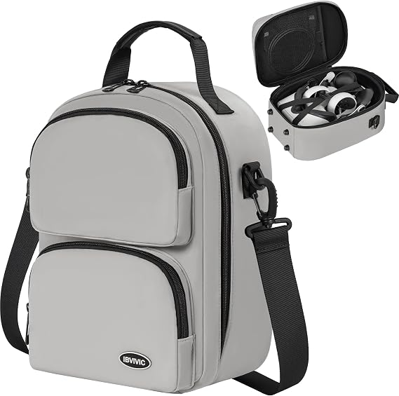 IBVIVIC Large Carrying Case for Oculus Quest 2/Meta Quest 3/Quest 3S, Travel Case for BOBOVR S3 Pro/Kiwi Design Battery Head Strap and Other Accessories Travel Storage Case (Grey)