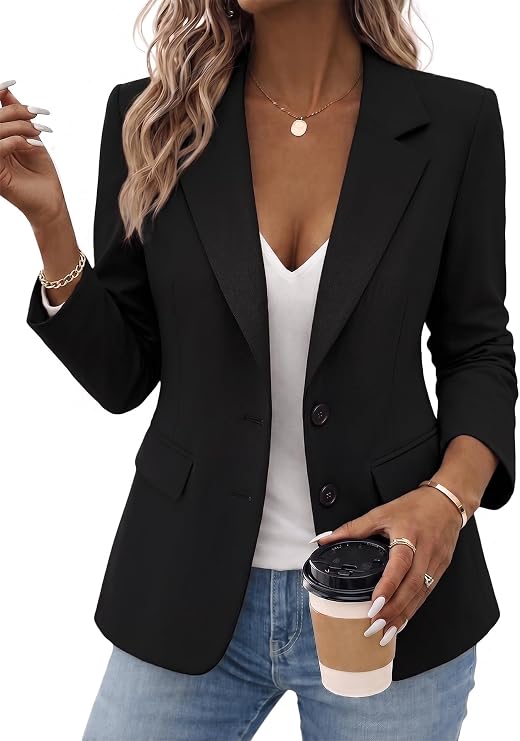 Mina Self Women's Business Casual Blazer Slim Fitted Lightweight Jacket