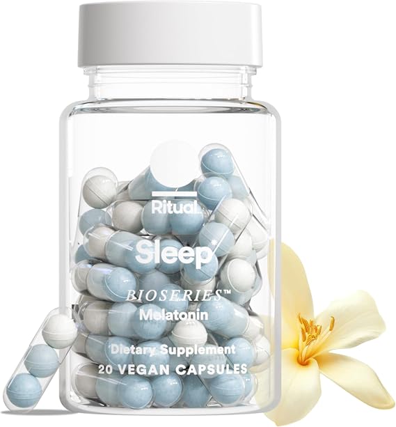 Ritual Melatonin 5mg - Sleep Aid Supplement - 20 Capsules - 20 Servings | BioSeries Time-Released Capsules Designed for All Night* Sleep Support for Adults - Vegan - Drug-Free - Vanilla