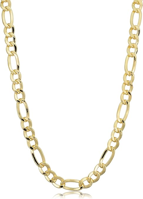Kooljewelry Mens Figaro Chain - 14k Gold Filled 6mm Necklace, Lobster Clasp