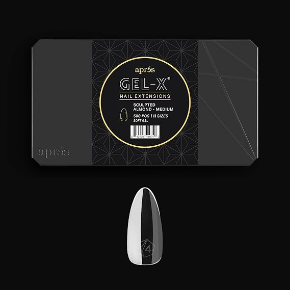Apres Gel-X Tip Box | Sculpted Almond | 500pc Soft Gel Tips, 11 Sizes 00-9, Premium Quality (Sculpted Almond Medium, 500 pcs)