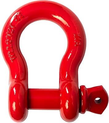 Hi-Gear Bow Shackle 78 inch D-Ring Rugged WLL Working Load Limit 6.5 Tons 18700 lbs-1 Screw Threaded Pin Heavy Duty Lifting Rigging Tow Hummer Recovery Anchor Red