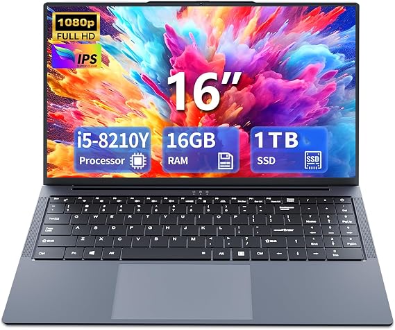 Gaming Laptop i5, 16 inch Laptops, Laptop Computer Up to 3.60GHZ, Traditional Laptops Computers for 16GB RAM 1TB SSD, Business Lap top Full HD 1920X1200 Display 180 Angle Opening WIFI 5 Win 11 Pro