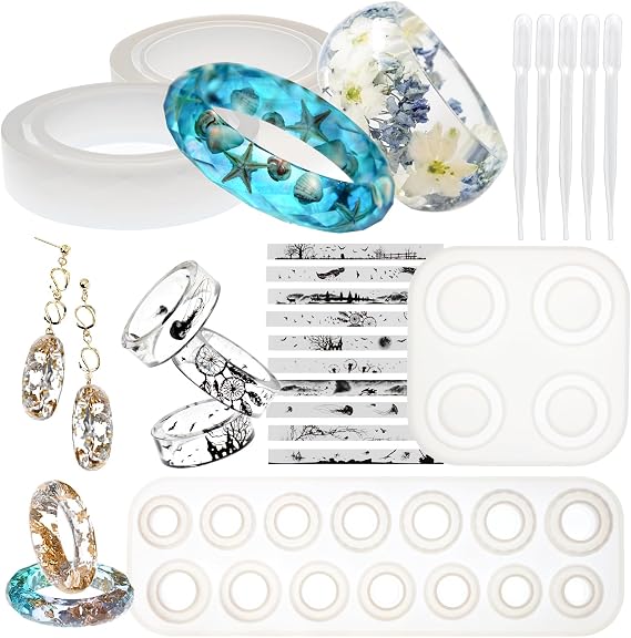FUNSHOWCASE Bracelet and Ring Resin Jewelry Molds Larger Sizes Set 19 Kits