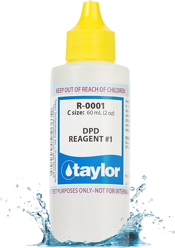 Taylor Technologies R-0001-C, DPD Reagent #1, 2 Ounce, for Testing Chlorine | Dropper Refill Tests Chlorine and Bromine Sanitizer Levels in Pools & Spas, Replace Annually