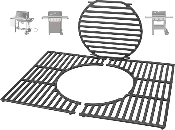 64812 Replacement Parts for Weber Gourmet BBQ System Cooking Grates GS4 Spirit II & I Spirit 300 SER, Genesis 1000-5000, Silver B/C, Gold/Platinum, for Weber Grill Parts 7638 7639 7527 65906,Cast Iron
