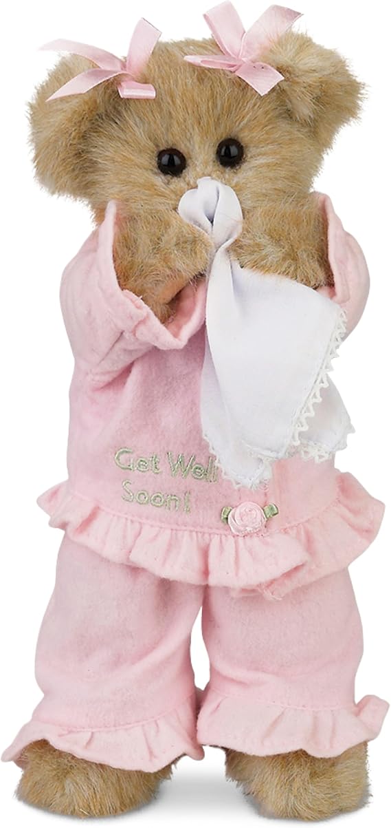 Bearington Sicky Vicky Teddy Bear Get Well Gift for Kids, 10" After Surgery Gift for Kids with Weighted Feet, Fully Jointed Arms and Legs - Adorable Get Well Bear Plush Gifts for Babies and Toddlers