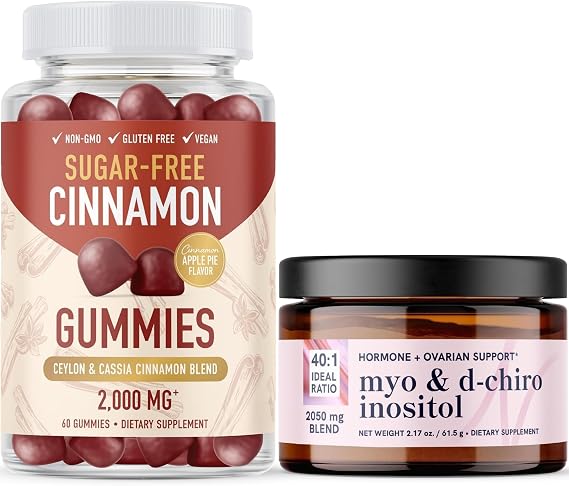 SMNutrition Inositol Powder & Cinnamon Gummies | GlucoBalancing Set with Myo-Inositol & D-Chiro Inositol Powder (30 Servings) and Cinnamon Gummy Complex (30 Servings)