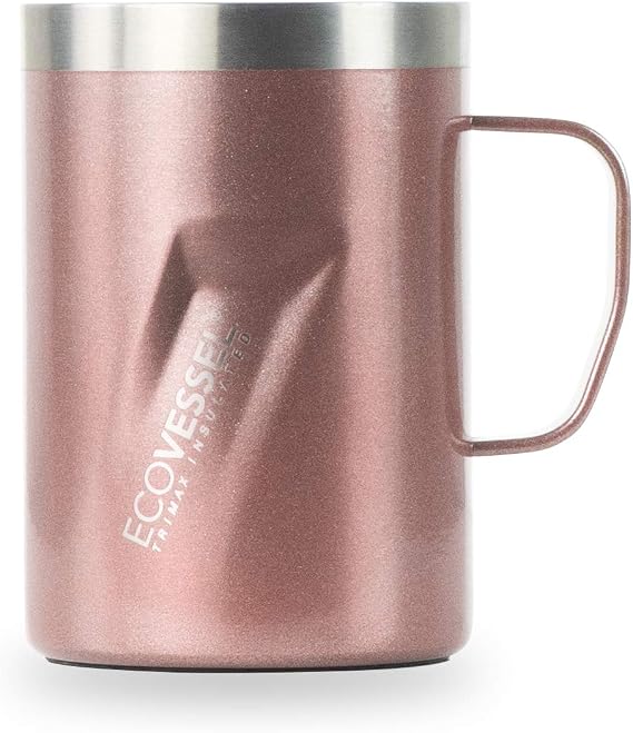 EcoVessel Transit 12oz/355ml Triple Insulated Stainless Steel Hot or Cold Drinking Bottle Rose Gold 12oz