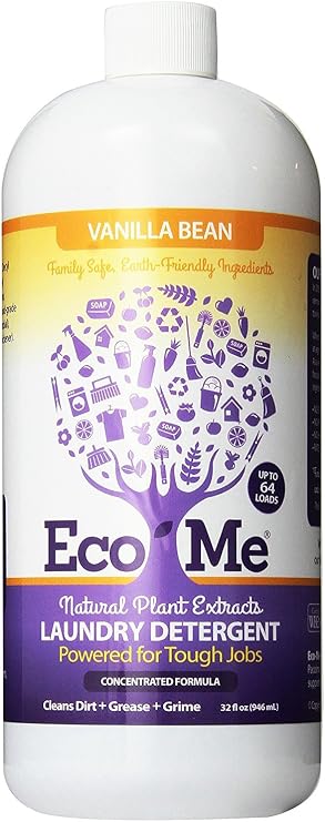 Eco-me Plant Based Concentrated Laundry Detergent, Clear, Vanilla, 32 Fl Oz (Pack of 1)