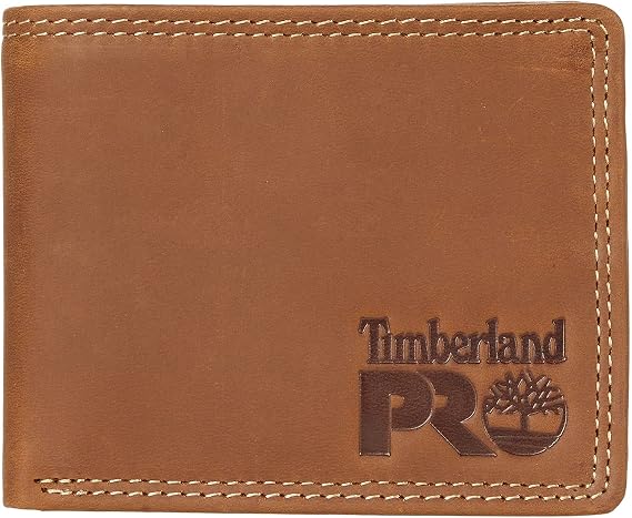 Timberland PRO Mens Slim Leather Bifold Wallet with Back Id Window Wallet