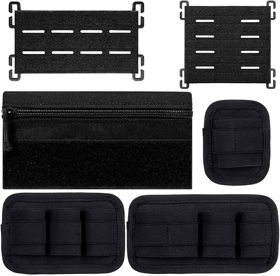 6 Piece Tactical Bag Insert Pack, Modular Elastic Loop Panel Organizers Pouch Insert Attachment with Hook Backed Fastener for Backpack Accessories