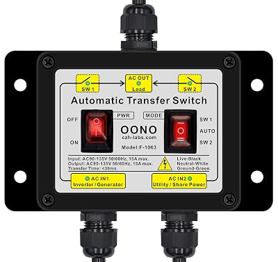 Manual and Automatic Transfer Switch, AC120V 15A ATS Auto Transfer Switch Core Wires Connects