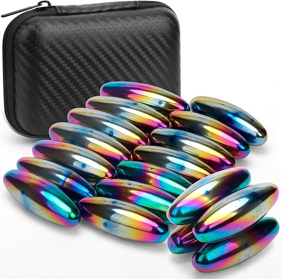 Rattle Snakes Magnetic Eggs, Fidget Toy Hematite Magnet for Adults, Fridge Magnets Oval Rocks for Refrigerator, Small Gadget,Desk Toy for Ferrite Putty(24PCS)
