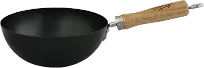 Dexam 12108508 Non Stick Carbon Steel Wok with Wood handle 20cm8-inch