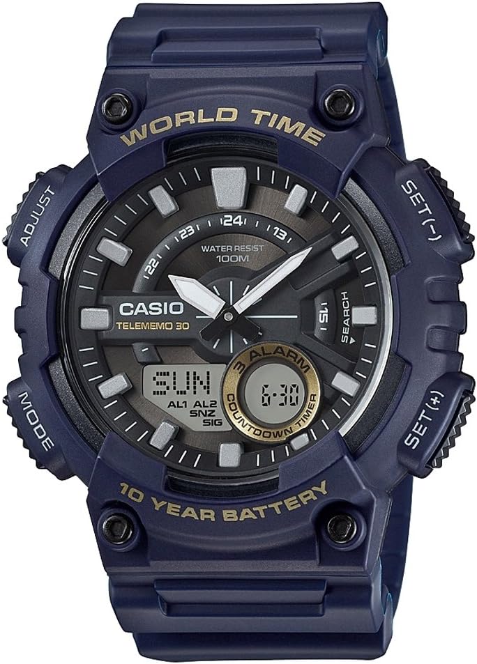 Casio AEQ-110W-2AVDF Wristwatch, Navy Blue, Standard