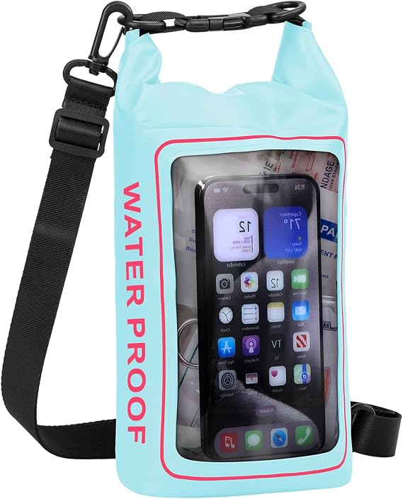 154 Pieces Waterproof Boat First Aid Kit Dry Bag with Cell Phone Bug Out Bags Pouch Roll Top Boat Emergency Kit 2-in-1 for Camping Fishing Kayaking Swimming Rafting