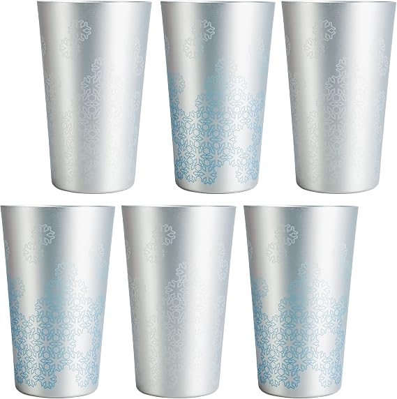 Arora Aluminum Cups for Drinks, Metal Color-Changing Silver Color Tumbler, Aluminum 20oz Cup, Set of 6