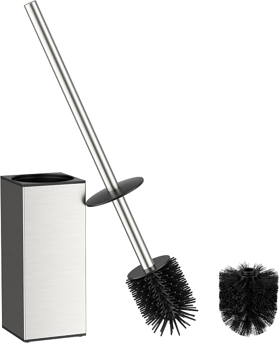 FORIOUS Stainless Steel Toilet Bowl Brush Scrubber and Holder Set Medium