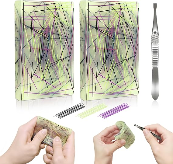 2PC Picky Pad - Portable Pimple Popping Toy, Skin Picking Fidget Toy | Sensory Pick Pad for Autism & Stress Relief, Dermatillomania & Trichotillomania, Silicone Picking Pad with 1PC Tweezers