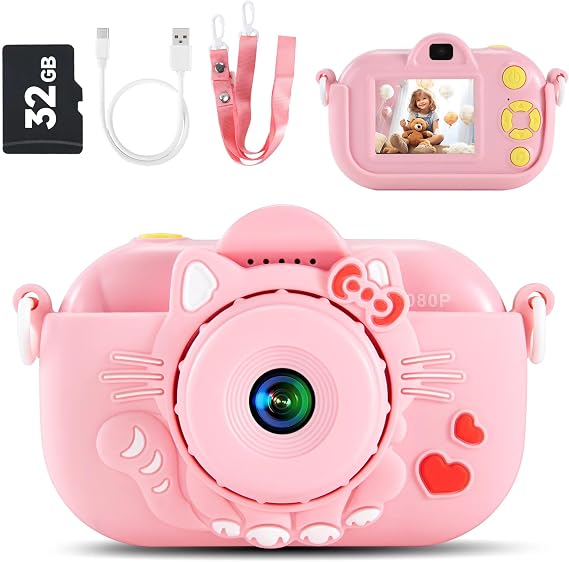 YEEHAO Kids Camera Kids Digital Camera for Girls Age 3-8, Video Camera for Kids with Soft Cover, Christmas, Birthday Gifts