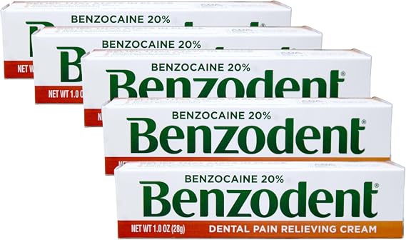 Benzodent Dental Pain Relieving Cream, 1 Ounce - Buy Packs and Save (Pack of 5)