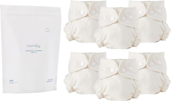 Esembly Bundle: Cloth Diaper Laundry Detergent Refill Bag 6lbs and Cloth Diaper Inners 6-Pack, Size 2 (18-35lbs)