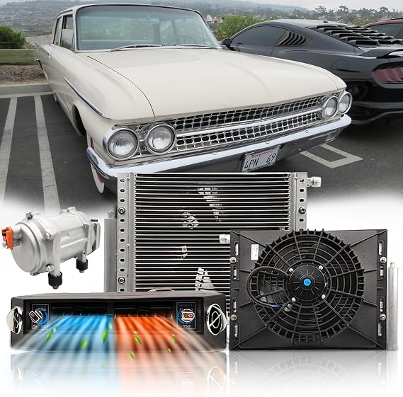 12000 BTU 12V Under Dash Air Conditioner with Heating, Universal 12 Volt A/C Kit System, Electric DC 12V Underdash AC Unit Quiet, Fast Cooling for Classica Car, Automotive, Pickup Truck, ATV, Sweeper