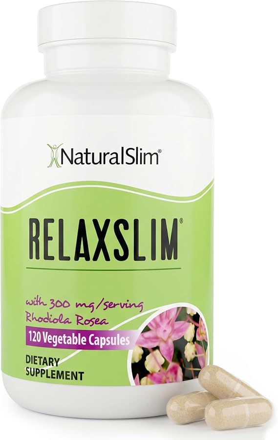 NaturalSlim Relaxslim Rhodiola Rosea & Adaptogenic Herb, 120 Capsules | Brain, Mood, Metabolism, Tension and Energy Support Supplement, 21 Different Natural Compounds Help Control Appetite