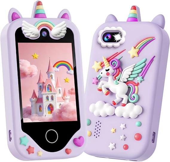 Kids Smart Phone for Girls, Children Christmas Birthday Gift for Age 3, 4, 5, 6, 7, 8 Year Old, Kids Phone Toy with Touchscreen, Dual Camera, Game, Learning Play Toy, Toddler Mp3 Player