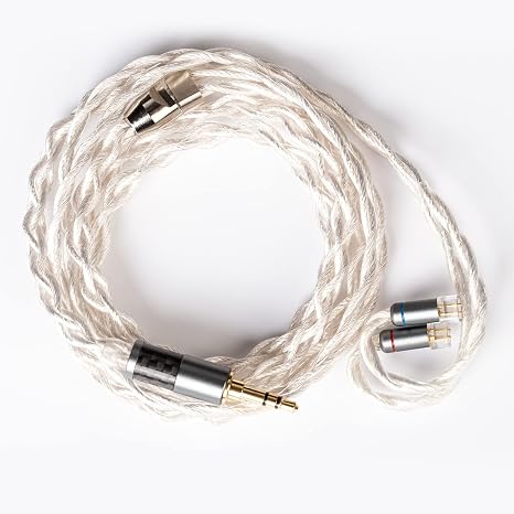 keephifi QDC Earphone Cable-KBEAR [Inspiration -S] 4 Core Singel Crystal Copper Silver Plated Cable, in-Ear Monitors Replacement Cable with 3.5mm Plug Suit for SX ZEX ZEXPRO Zax ZAS (QDC, 3.5Silver)