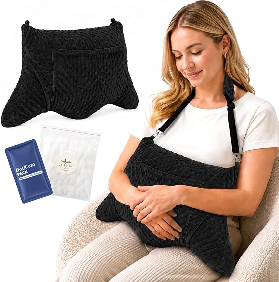 Hysterectomy Pillow for Recovery, Abdominal Surgery Pillow, Black | Gel Pack & 100g Extra Fill for Pain Relief, Adjustable Comfort, Post-Surgery and C-Section Recovery