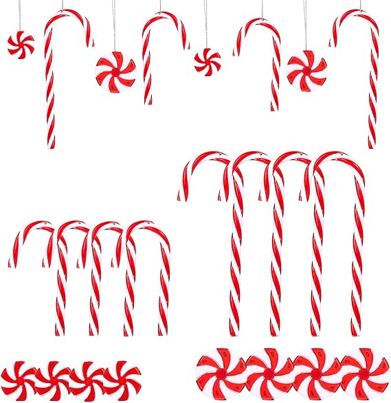 Naler 24PCS Christmas Decoration Candy Cane&Candy Hanging Ornaments for Christmas Tree Party Decorations