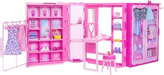 Barbie Barbie Super Storage! Stylish Pink Dream Closet Doll Sold Separately Barbie Doll, Dress-up Doll & House, Pretend Play for Ages 3 and Up, Pink HXD59