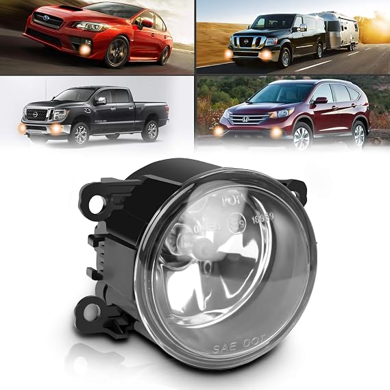 Fog Lights Compatible with CITROËN DACIA Duster FIAT Sedici FORD JAGUAR Note OPEL Agila PEUGEOT PORSCHE RENAULT SUZUKI (1 Piece Clear)