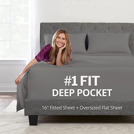 Deep Pocket 5 Piece Bed Sheets Set, 1 Fitted Sheets, 1 Large Flat Sheet, 2 Pillowcases + 1 Extra Fitted Sheet Fine Yarns