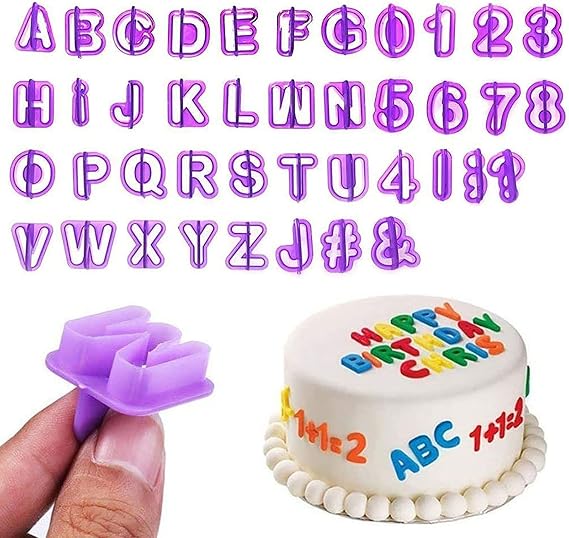 Fondant Letter Cutters, Alphabet Number Cutters, 40-Pieces | Letter and Number Fondant Cutter Set, Cookie Fondants Cake Mould Letters Cutter