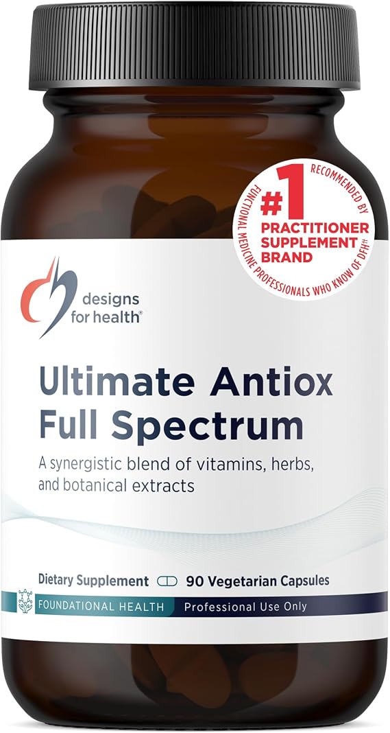 Designs for Health Ultimate Antiox Full Spectrum, 90 Capsules, 30 Servings | Antioxidant Supplement with Resveratrol, Acerola, Lutein, Curcumin C3, Quercetin, and More for Antioxidant Support