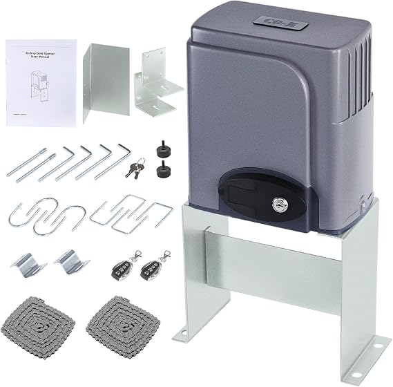 CO-Z Automatic Sliding Gate Opener 1400 lb 40 ft Gates 110V Chain Drive