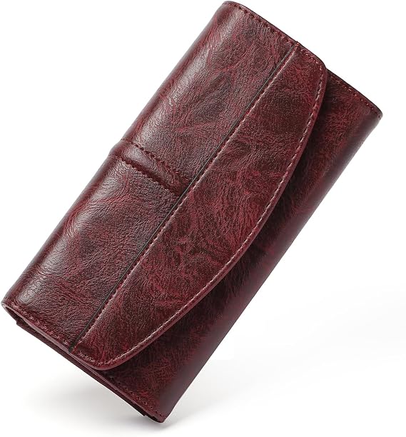 RNIEGA Womens Wallet Large Capacity Leather RFID Blocking Wallets for Women Clutch Credit Card Holder with Zipper Pocket