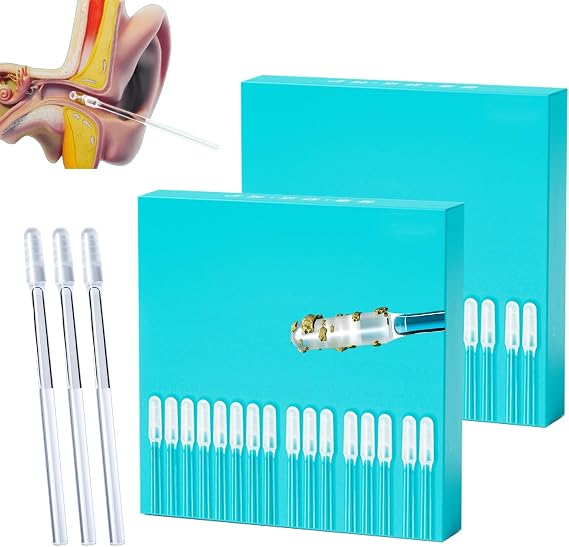 FETNHU Reusable Sticky Ear Pick, Gizmodern Reusable Sticky Ear Pick, Adhesive Ear Cleaner Tool Set for Ear Cleaning (L-2 Box/48pcs)