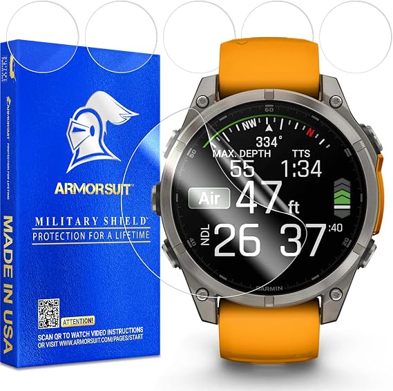 ArmorSuit 6 Pack for Garmin Fenix 8/8 Pro 47mm Screen Protector HD Clear MilitaryShield Film - Made in USA