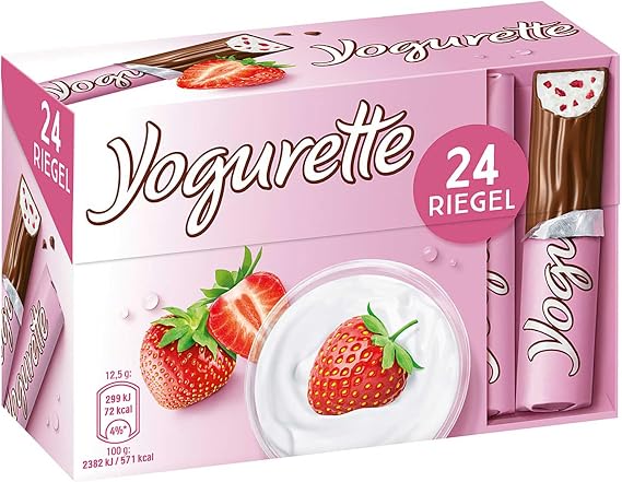 Yogurette Chocolate with Yoghurt and Strawberries 24X 12.5G Bars - imported by DFB