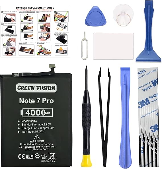 GREEN FUSION for Redmi Note 7 & Note 7 Pro Replacement, with Video Tutorial, BN4A Battery for Redmi Note 7 & Note 7 Pro, with Installation Instruction & Repair Toolkit
