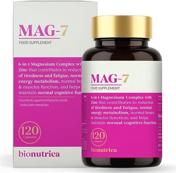 MAG7 Premium 7-Form Magnesium Complex and Zinc | High Absorption | Elemental Magnesium (Taurate, Lactate, Bisglycinate) | Supports Sleep, Muscle Recovery & Bone Health (Pack of 1 (120 Capsules))