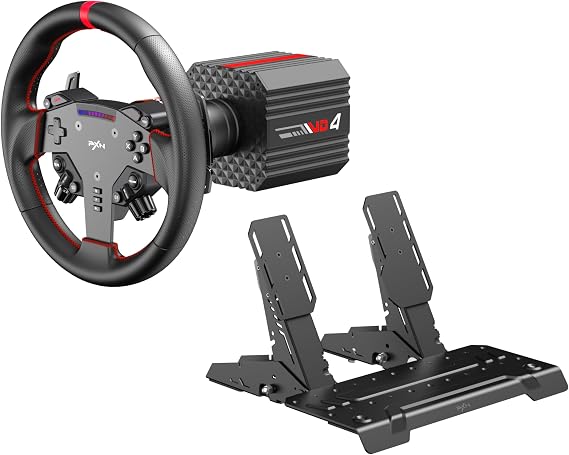 PXN レーシングシミュレーター PC用 バンドル ダイレクトドライブ 4Nmダイレクトドライブホイールベース 11インチ レーシングホイール＆ペダル VD4 Bundle F