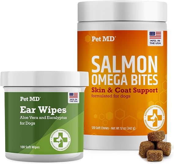 Pet MD Ear Wipes and Salmon Omega Bites