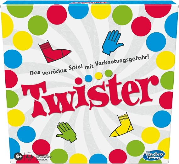 Hasbro Gaming Twister Partyspiel fur Familien und Kinder, Twister Spiel ab 6 Jahren, klassisches Spiel fur drinnen und drauen